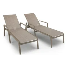 Kit 2 Espreguiçadeiras Piscina AlumÃnio Fendi Tela Mocca Foto mini 1