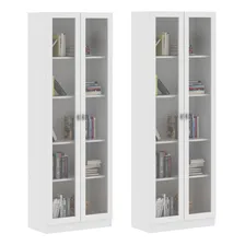 Kit 2 Estantes 2 Portas 4 Prateleiras Cannes 171x59 Branco Foto  mini 1