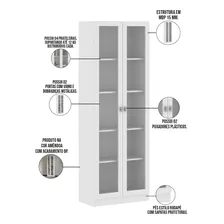 Kit 2 Estantes 2 Portas 4 Prateleiras Cannes 171x59 Branco Foto mini 4