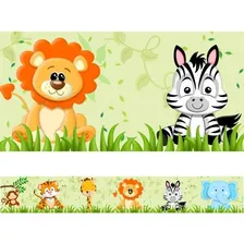 Kit 2 Faixas Decorativa Adesivo Border Infantil BebĂȘ Safari Cor Colorido Foto mini 1