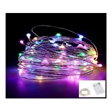 Kit 2 Fio Fada Prata Cobre Cordão Luz Natal 5m 50 Leds Pilha Foto mini 1