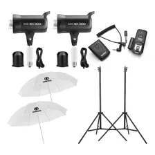 Kit 2 Flash Estúdio Godox Sk300ii 600w Completo 220v com Rádio Flash Foto mini 2