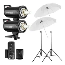 Kit 2 Flash Estúdio Godox Sk300ii 600w Completo 220v com Rádio Flash Foto mini 1