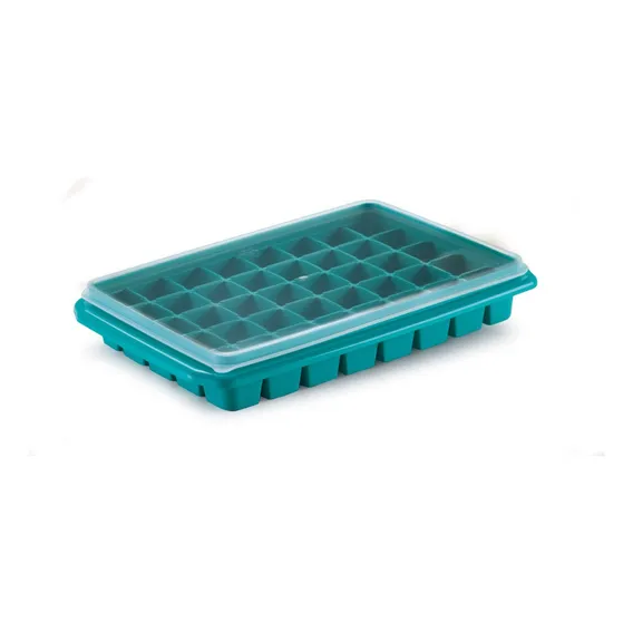 Kit 2 Formas Gelo Com Tampa Polipropileno 40 Cubos 25ml Cor Azul-celeste Foto 1