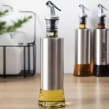 Kit 2 Galheteiro Porta Azeite Vinagre Vidro Inox Com Bico Dosador Foto mini 3