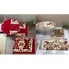 Kit 2 Jogo De Tapete Para Banheiro Com 3 Peças Em Veludo Cor Creme Foto mini  2