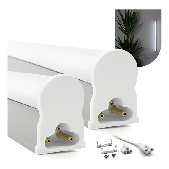 Kit 2 Led Tubular T5 30cm 6w C/ Calha Acoplada Completa Frio Luz Branco-frio 110v/220v Foto 1