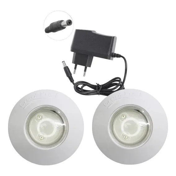 Kit 2 Leds De Piscina 9w Branco + Fonte 2a Completo Economia 12v Foto 1