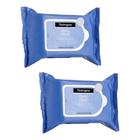 Kit 2 Lenço Demaquilante Neutrogena Deep Clean Com 25un Cada Foto 1