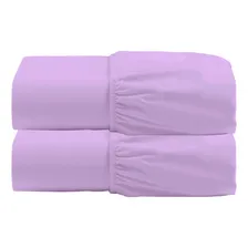 Kit 2 Lençol Casal Queen Elastico Avulso Cores Micropercal Cor Lilás Foto  mini 1