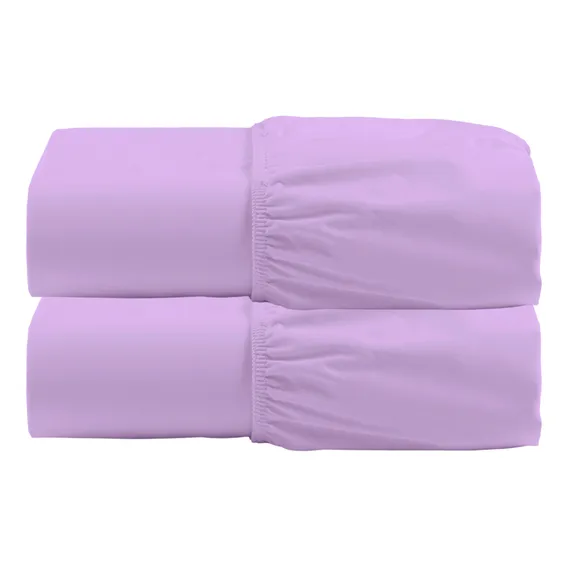 Kit 2 Lençol Casal Queen Elastico Avulso Cores Micropercal Cor Lilás Foto 1
