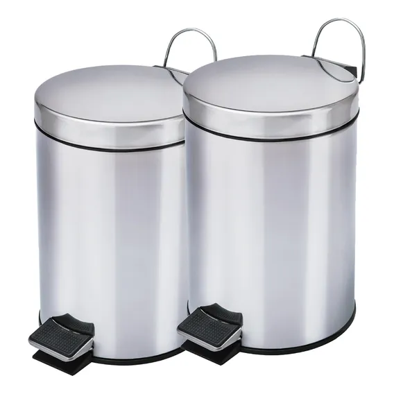 Kit 2 Lixeira Inox Banheiro 3 Litros C/ Pedal E Cesto Foto 1