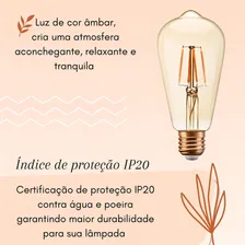 Kit 2 Lâmpada Filamento Led Retrô Vintage Ambar St64 4w Foto mini 3