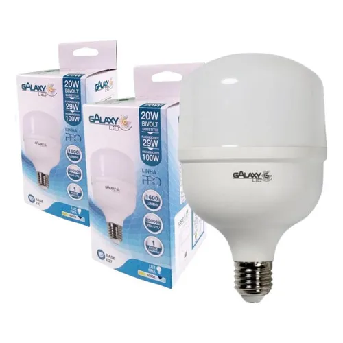 Kit 2 Lâmpada Led Bulbo 20w Branco Frio 6500k Galaxy Led Foto 1