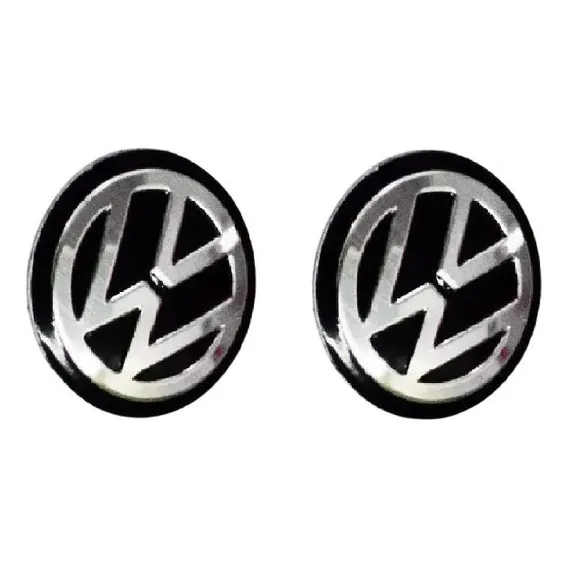 Kit 2 Logo Emblema Adesivo Volkswagen Chave Wv Aluminio 14mm Foto 1