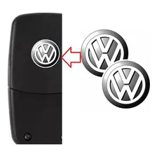 Kit 2 Logo Emblema Adesivo Volkswagen Chave Wv Aluminio 14mm Foto mini 2