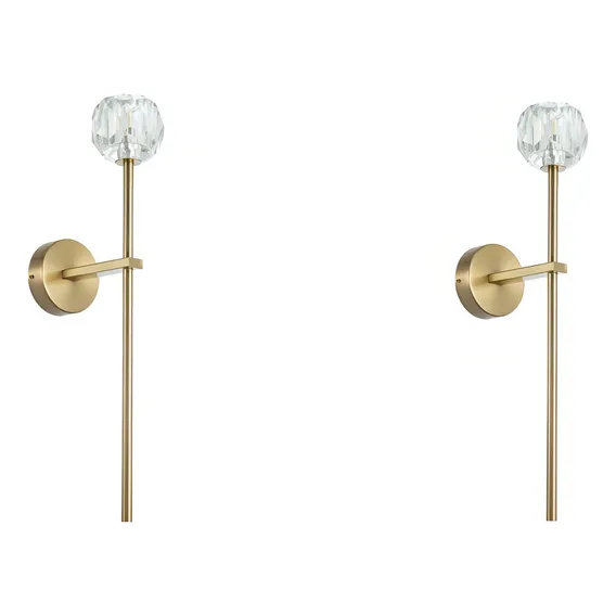 Kit 2 Luminaria Arandela De Parede Cristal Com Lampada Led Cor Dourado Foto 1