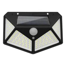Kit 2 Luminária Parede Solar 100 Leds Luz Balizador Jardim Estrutura Preto Foto mini 2