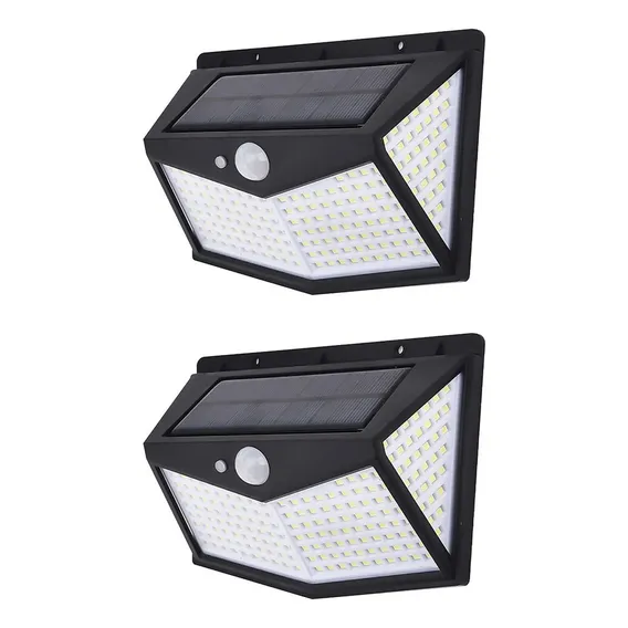 Kit 2 Luminaria Solar De Parede 100 Leds Sensor De Movimento Foto 1