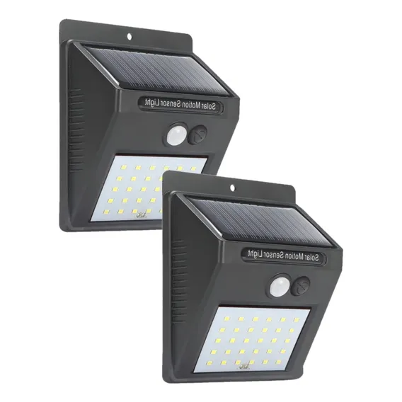 Kit 2 Luminária Solar Led Com Sensor Movimento E Fotocélula Estrutura Preto 110v/220v Foto 1