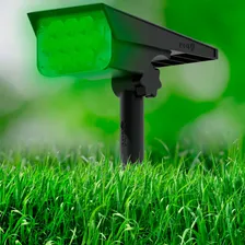 Kit 2 Luminária Solar Refletor Spot Espeto Jardim Led Forte Estrutura Preto Foto mini  2