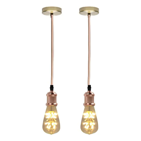 Kit 2 Luminárias Pendente Com Lâmpadas Led Vintage Pêra Foto 1