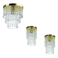 Kit 2 Lustre Plafon Spark + Lustre Plafon Manucrilic Dourado Foto  mini 1