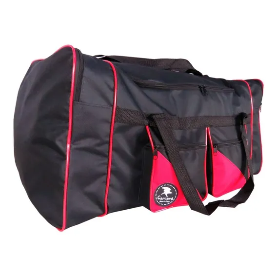 Kit 2 Mala Bolsa De Viagem Sacola De Viagem Grande Cor Preto c /Vermelho Liso Foto 1