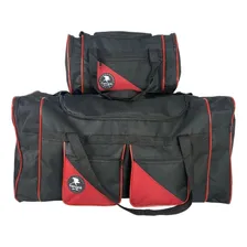 Kit 2 Mala Bolsa De Viagem Sacola De Viagem Grande Cor Preto c /Vermelho Liso Foto mini  2