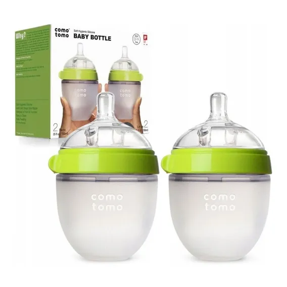 Kit 2 Mamadeiras Comotomo Verde 150ml Com Bico 0+ Foto 1