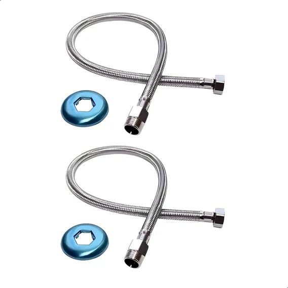 Kit 2 Mangueira Engate Flexível Aço Inox 60 Cm 1/2 Entrada Foto 1