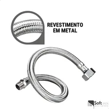 Kit 2 Mangueira Engate Flexível Aço Inox 60 Cm 1/2 Entrada Foto mini 3