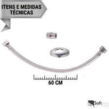Kit 2 Mangueira Engate Flexível Aço Inox 60 Cm 1/2 Entrada Foto mini 4
