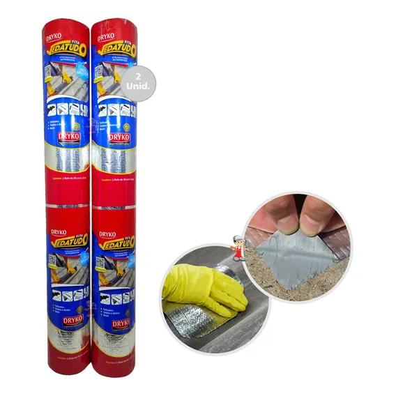 Kit 2 Manta Asfaltica Auto Adesiva Aluminizada - 90cm X 10m Foto 1