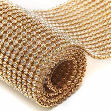 Kit 2 Manta De Strass Termocolante Prata E Dourada 5cm X 45cm Alto Brilho Decoração Artesanato Foto mini 4
