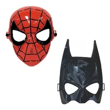 Kit 2 Máscaras Plástico Vingadores Homem Aranha + Batman Cor Vermelho/Preto Foto  mini 1