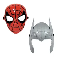 Kit 2 Máscaras Plástico Vingadores Homem Aranha + Thor Promo Cor Vermelho/Prata Foto  mini 1
