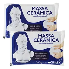 Kit 2 Massa Cerâmica Para Modelagem Acrilex 500gr Cor Natural Foto  mini 1