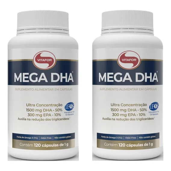 Kit 2 Mega Dha 1500mg Dha E 300mg Epa (120 Caps) - Vitafor Foto 1