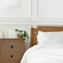 Kit 2 Mesa Cabeceira Mdf Decoração Quarto 3 Gavetas Cor Madeira Mdf Crua Foto mini 4