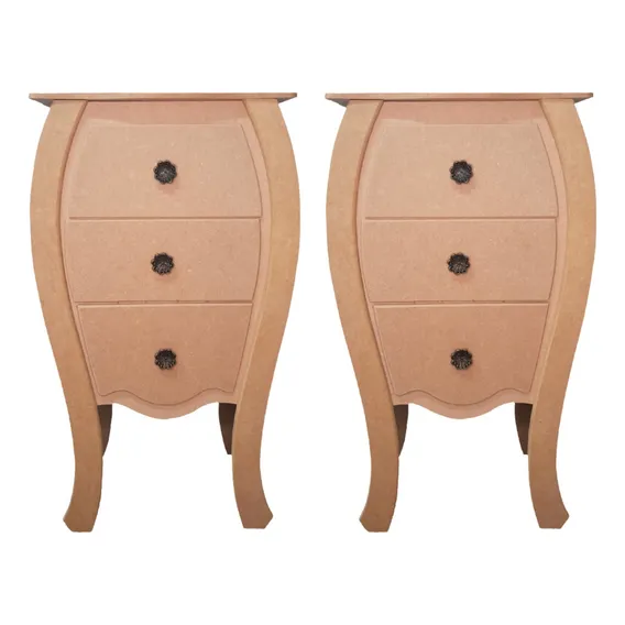 Kit 2 Mesa Cabeceira Mdf Decoração Quarto 3 Gavetas Cor Madeira Mdf Crua Foto 1