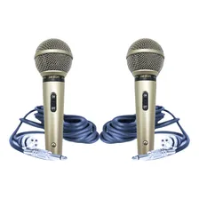 Kit 2 Microfone Com Fio Profissional Champanhe Sm58 P4 Leson Foto  mini 1