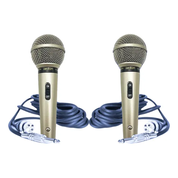 Kit 2 Microfone Com Fio Profissional Champanhe Sm58 P4 Leson Foto 1