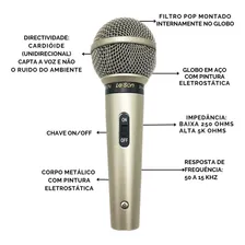 Kit 2 Microfone Com Fio Profissional Champanhe Sm58 P4 Leson Foto mini  3