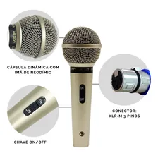 Kit 2 Microfone Com Fio Profissional Champanhe Sm58 P4 Leson Foto mini  2