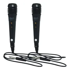 Kit 2 Microfones P10 Dinâmico Com Fio Karaokê E Caixa De Som Foto mini 1