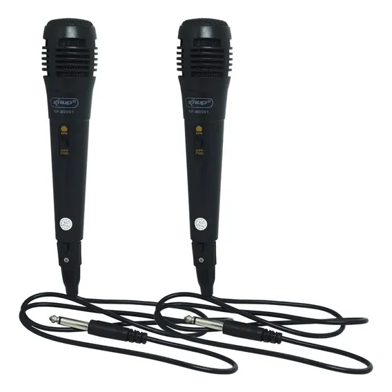 Kit 2 Microfones P10 Dinâmico Com Fio Karaokê E Caixa De Som Foto 1