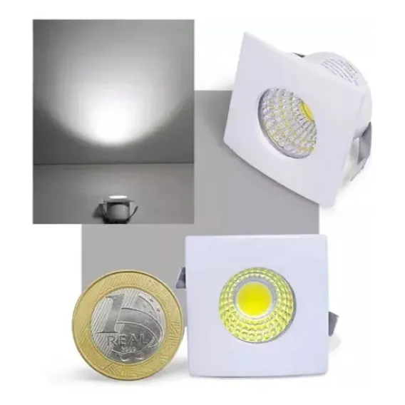 Kit 2 Mini Spot Led 1w Quadrado Branco Frio Embutir Gesso Estrutura Branco Frio Quadrado 6000k 110v/220v Foto 1