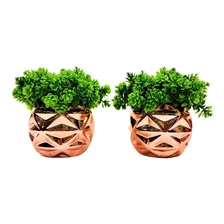Kit 2 Mini Vasinhos Decorativos Em Cerâmica Rose Gold Foto  mini 1