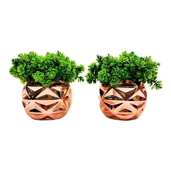 Kit 2 Mini Vasinhos Decorativos Em Cerâmica Rose Gold Foto 1